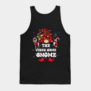 Video Game Gnome Buffalo Plaid Matching Family Christmas Tank Top